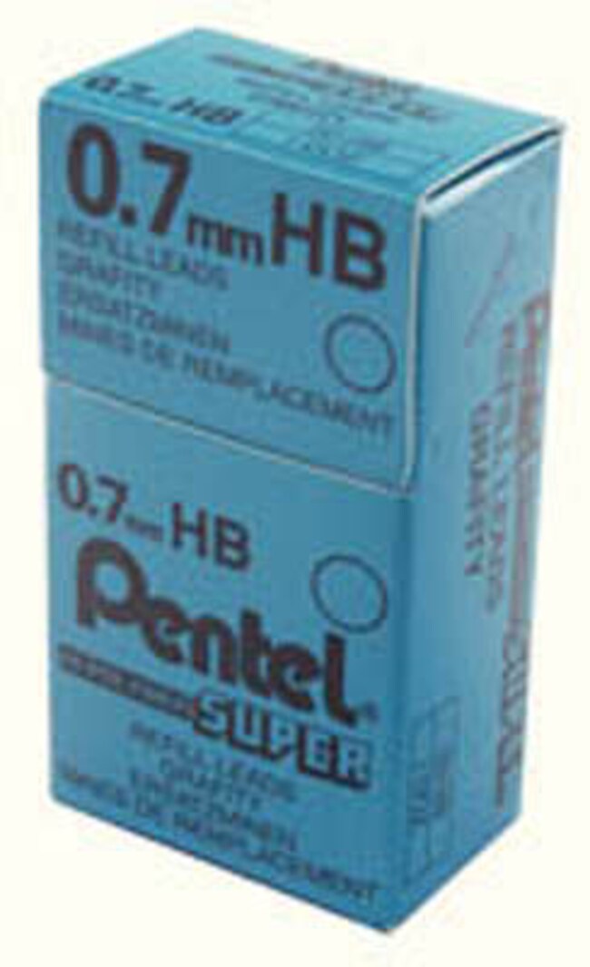 Pentel 0.7mm HB Super Hi-Polymer Lead Refill, 144 Pieces of Lead, 12 Tubes