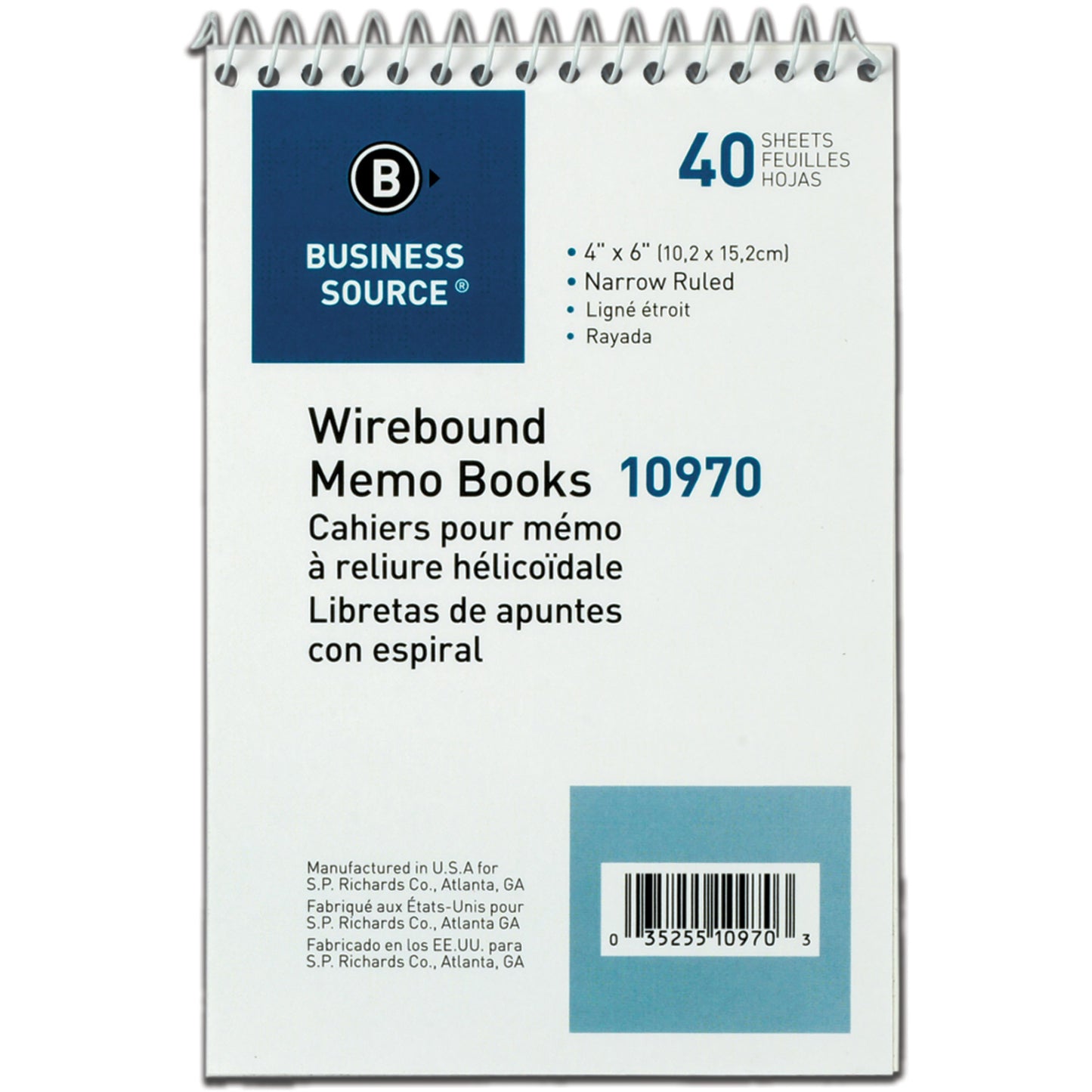 BS 10970 Wirebound Memo Book, 4 x 6