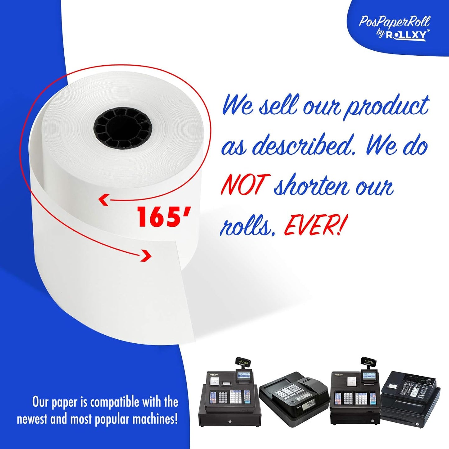 2 1/4 x 165 Thermal Paper Receipt Rolls, Case of 50