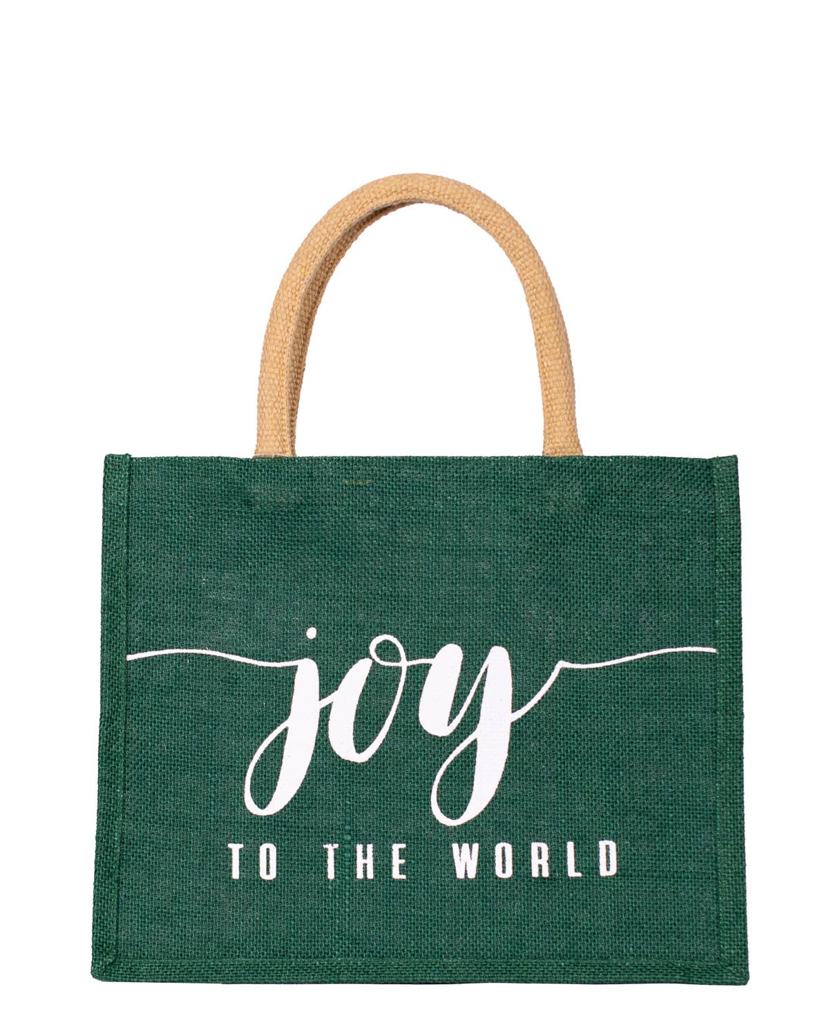 Joy Script Gift Tote Dark Green/White 12x10x8