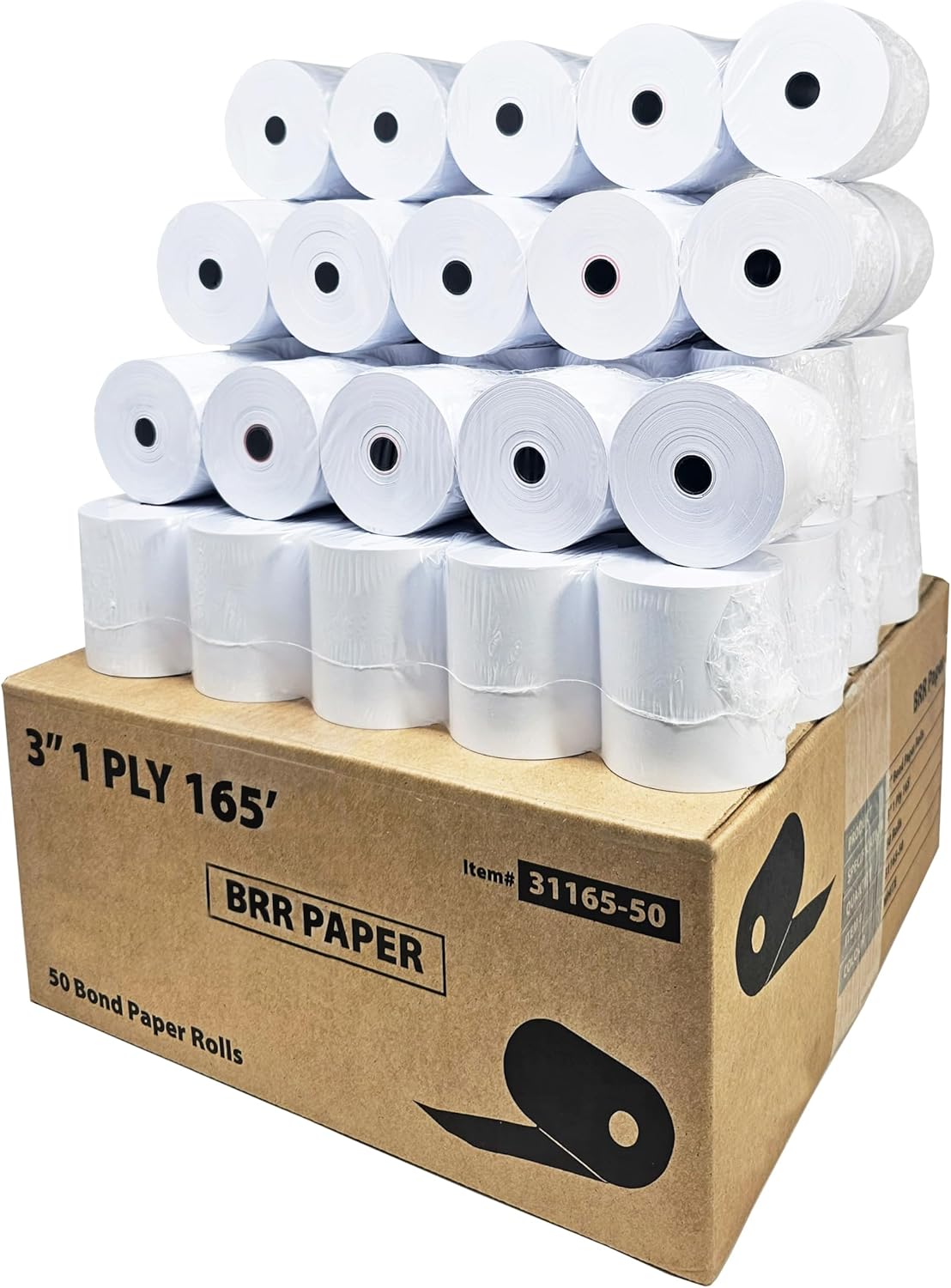 3" x 165' 1-ply Kitchen Bond Paper, 50 Rolls