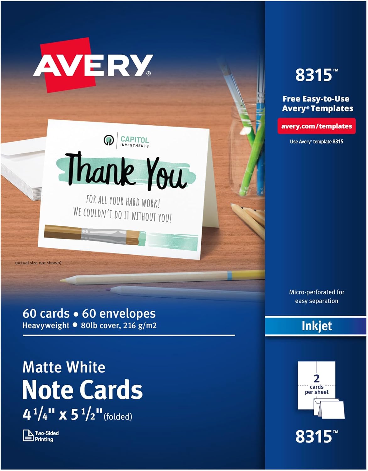 Avery Printable Note Cards, Matte White