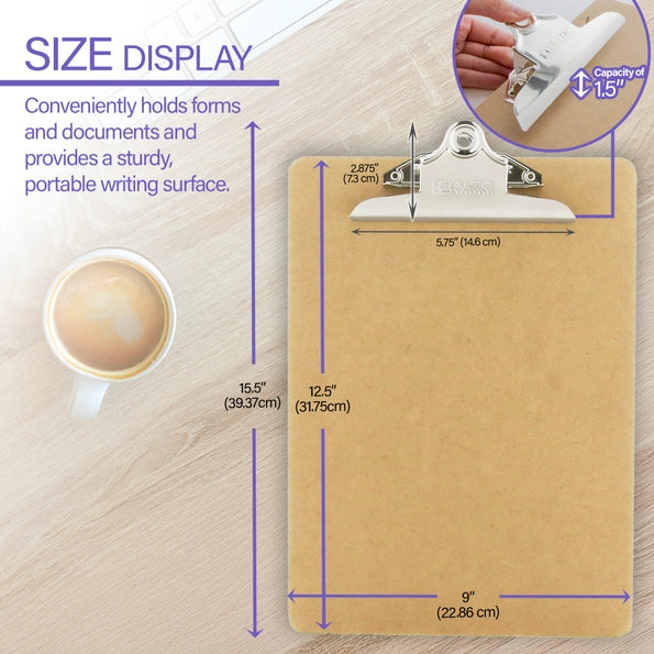 Hardboard Clipboard w/ Sturdy Spring Clip