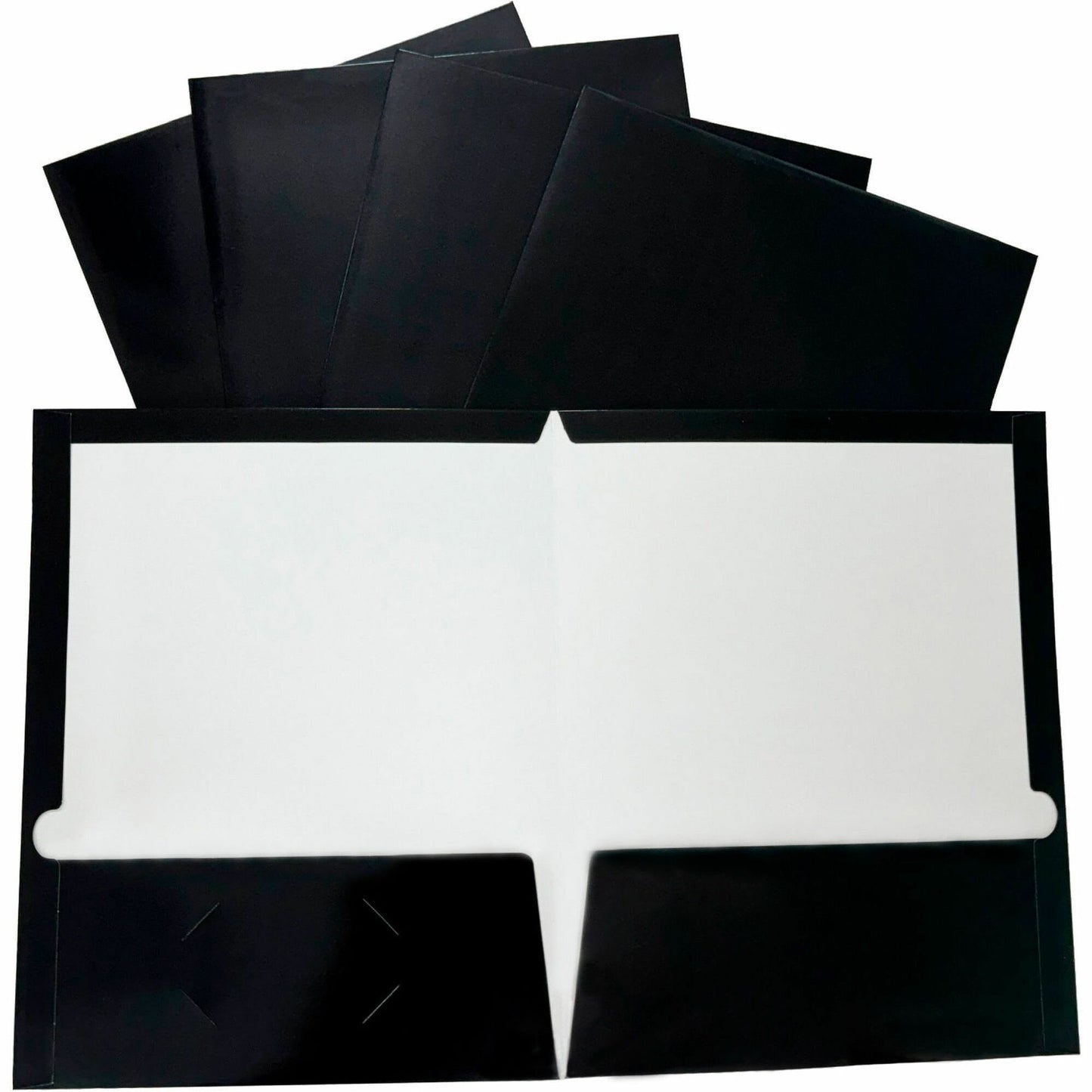 Business Source Letter Pocket Folders, Black, Single