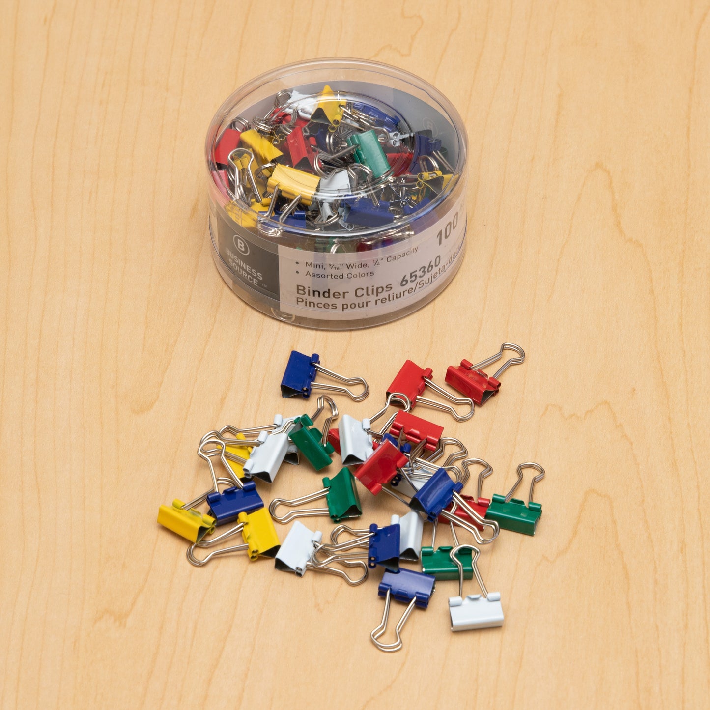 Business Source Mini Binder Clips, Assorted Colors