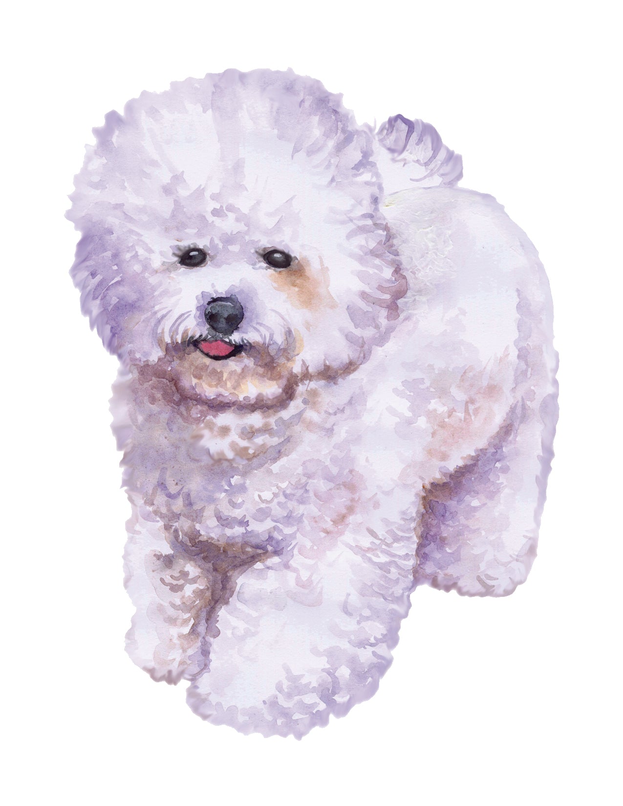 White dog with a watercolor effect on a white background