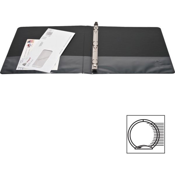 Business Source Reference 3-Ring Binder, 1/2" Round Rings, Matte Black