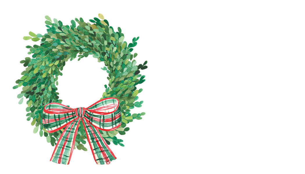 Christmas Plaid Boxwood Wreath Happy Notes