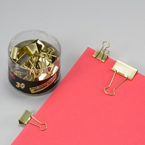 Officemate Assorted Size Binder Clips, Gold - Metal