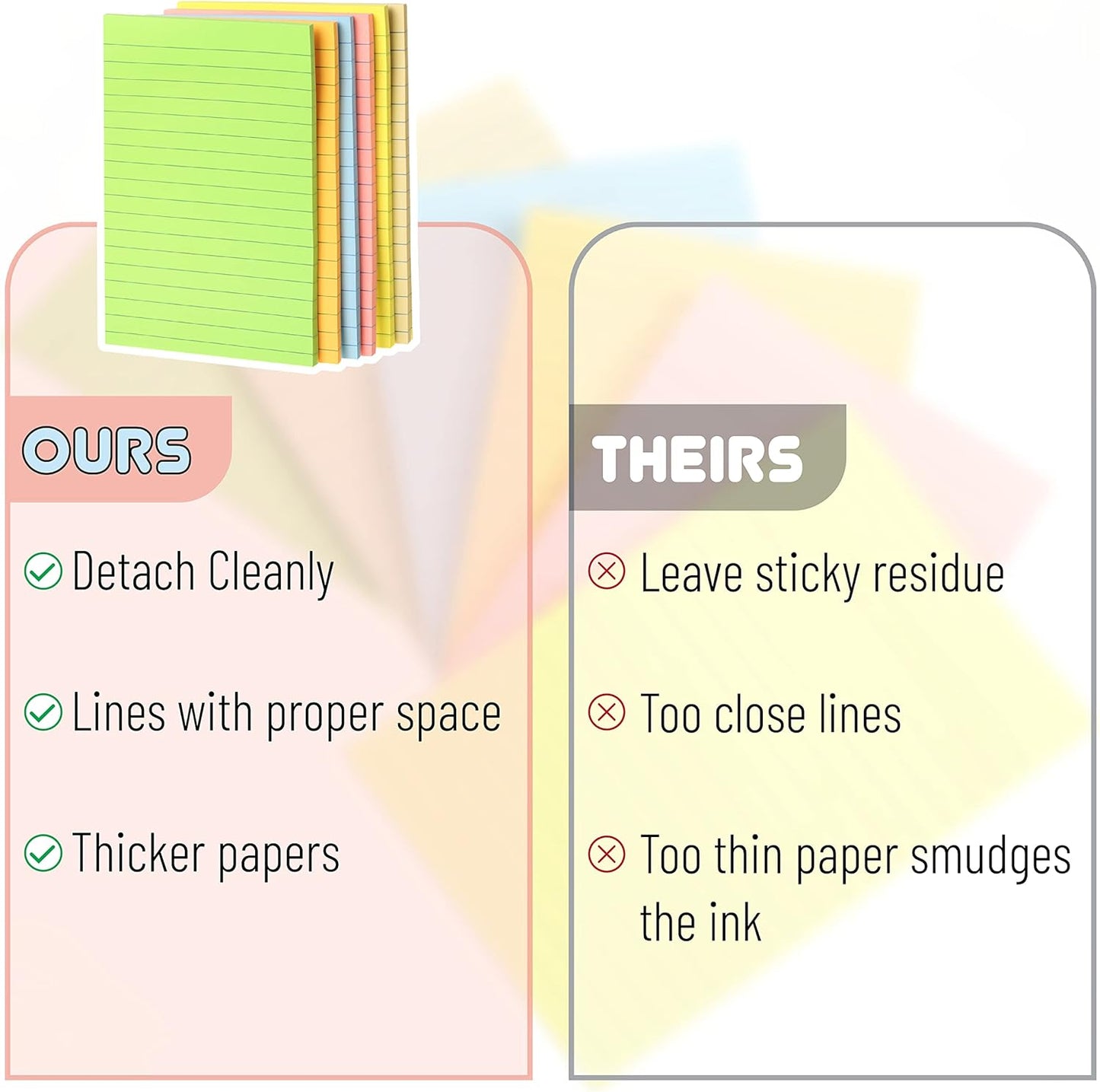 Mr. Pen Lined Sticky Notes, 4" x 6" Singles