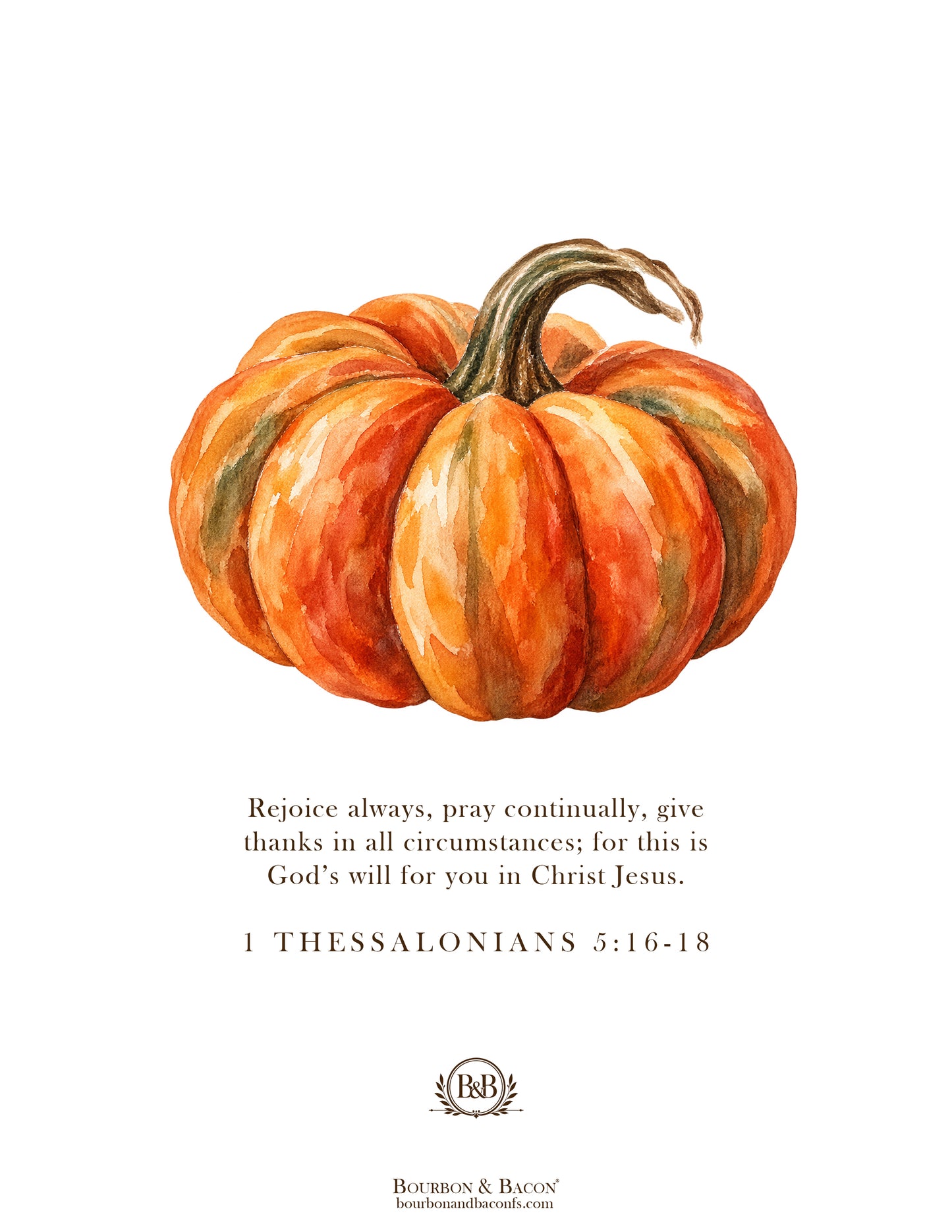 Autumn Cozy Cottage Wall Art Print - Orange Heirloom Pumpkin with Bible Verse
