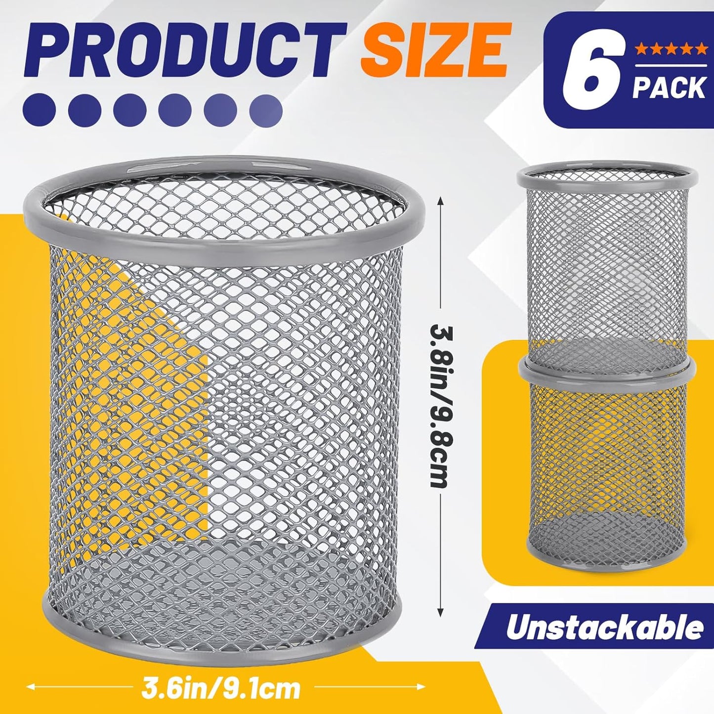 Silver Wire Mesh Pencil Cup