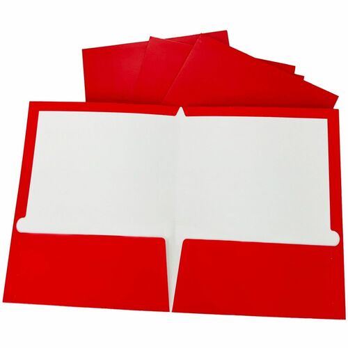 Business Source Laminated Portfolio Pocket Folder, Red
