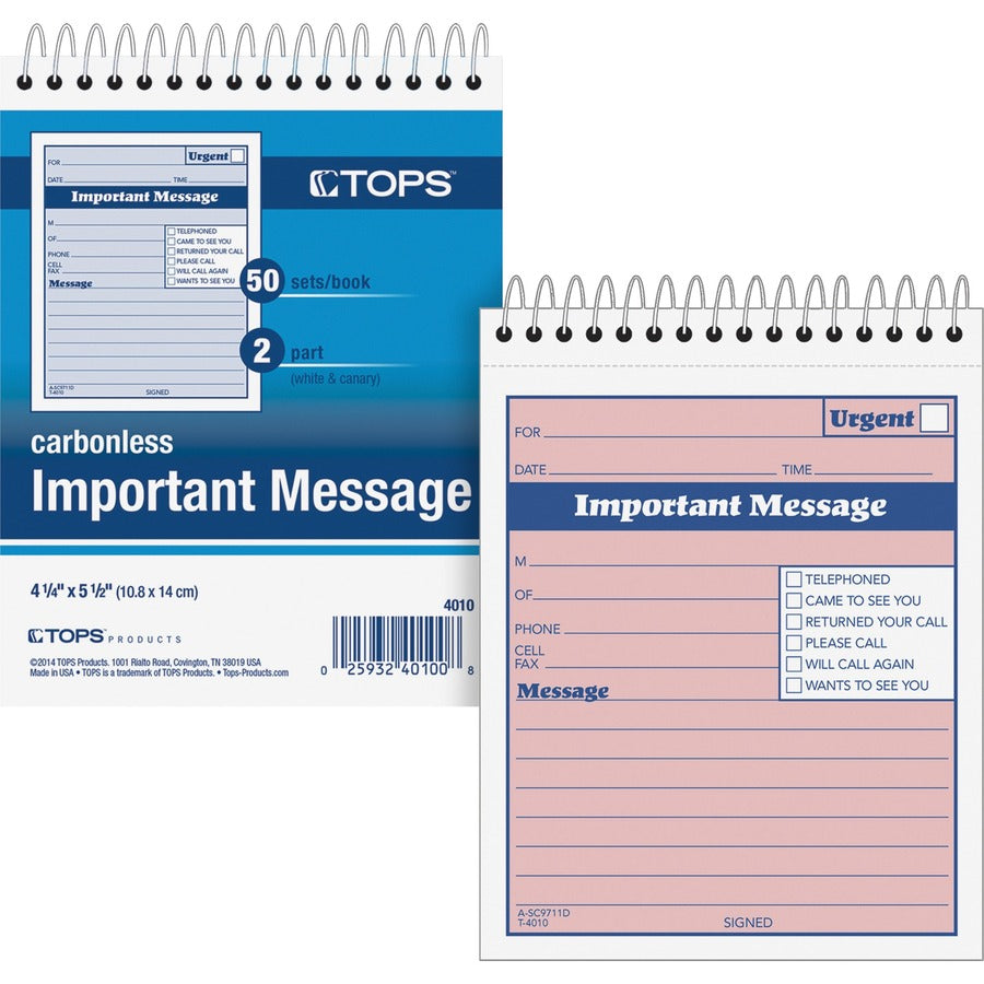 TOPS Important Message Book