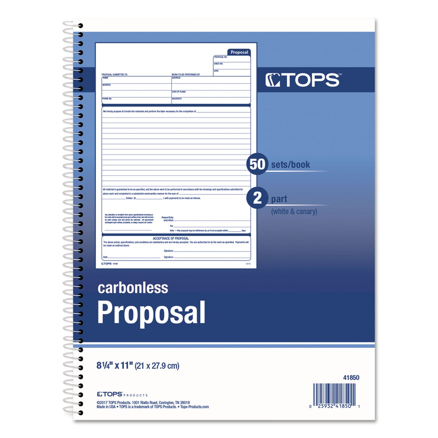 TOPS Spiral Bound Proposal Form Book
