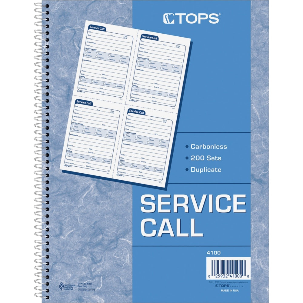 TOPS Service Call 2-part Spiral Message Book