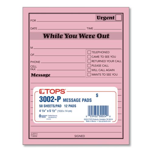 TOPS™ Pink Message Pads