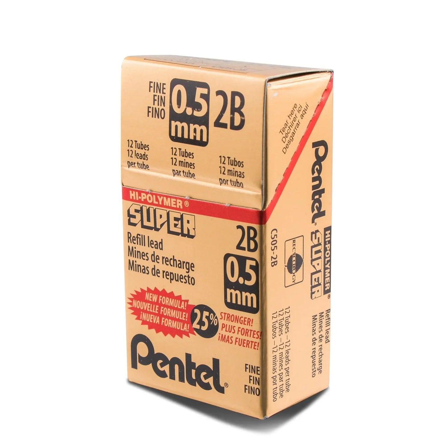 Pentel 0.5mm 2H Fine Super Hi-Polymer Lead Refills, 144 Pieces of Lead