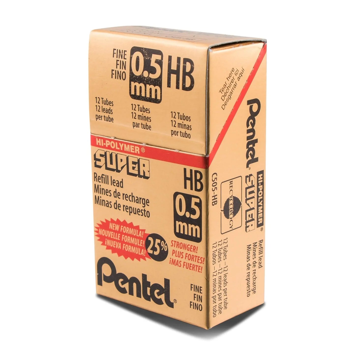 Pentel 0.5mm HB Hi-Polymer Lead, 12 Pieces/Tube, Box of 12