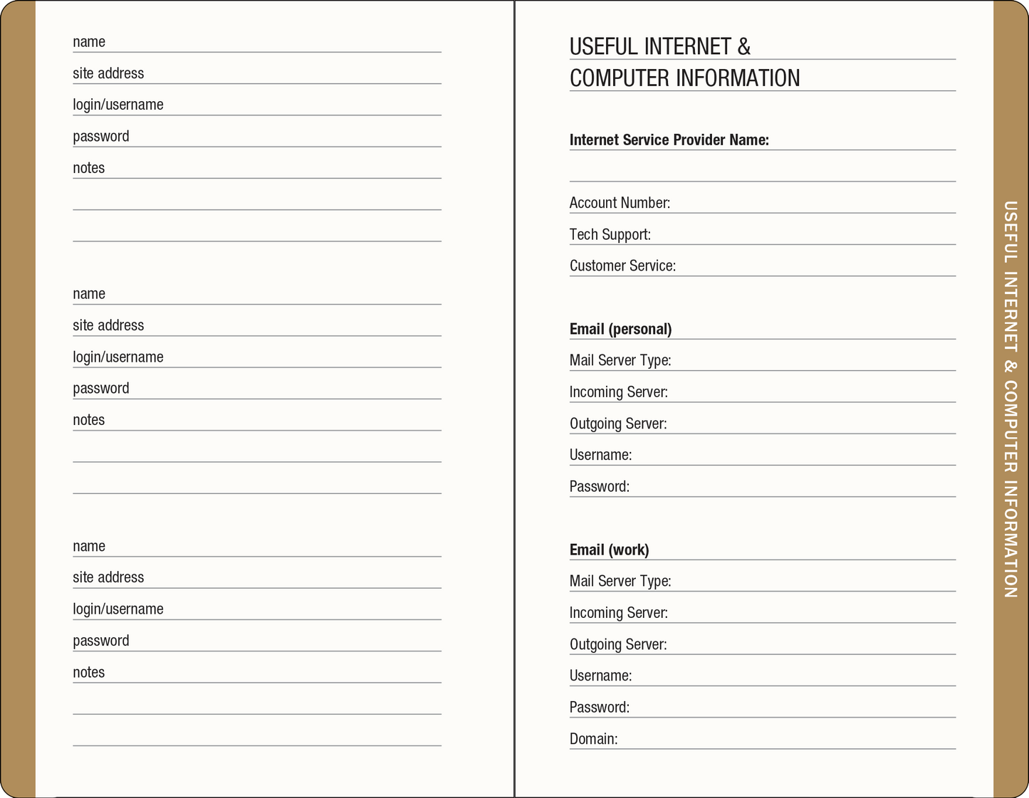 Amalfi Lemons Internet Address & Password Logbook