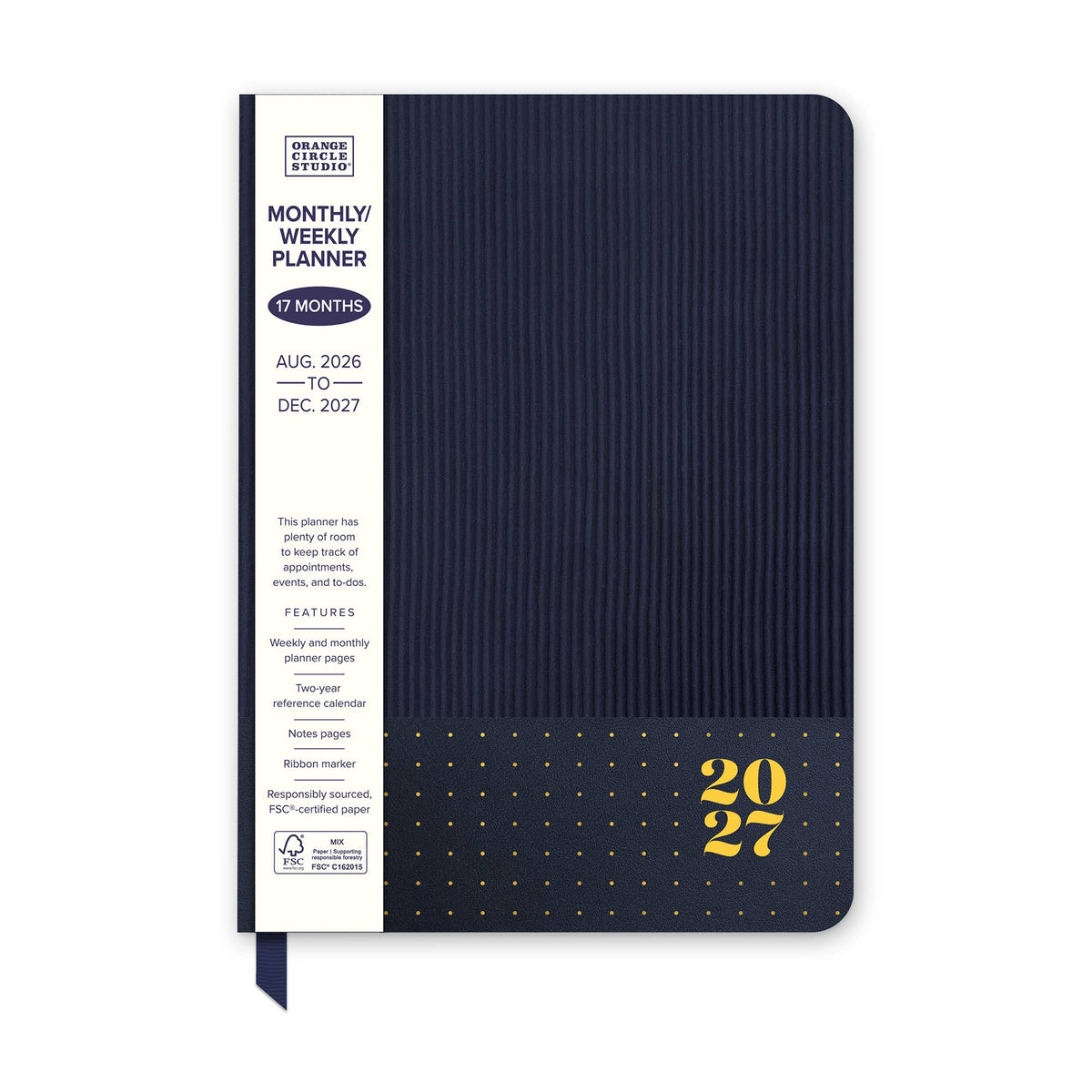 2027 Dots on Navy Medium Dual-Textured Planner