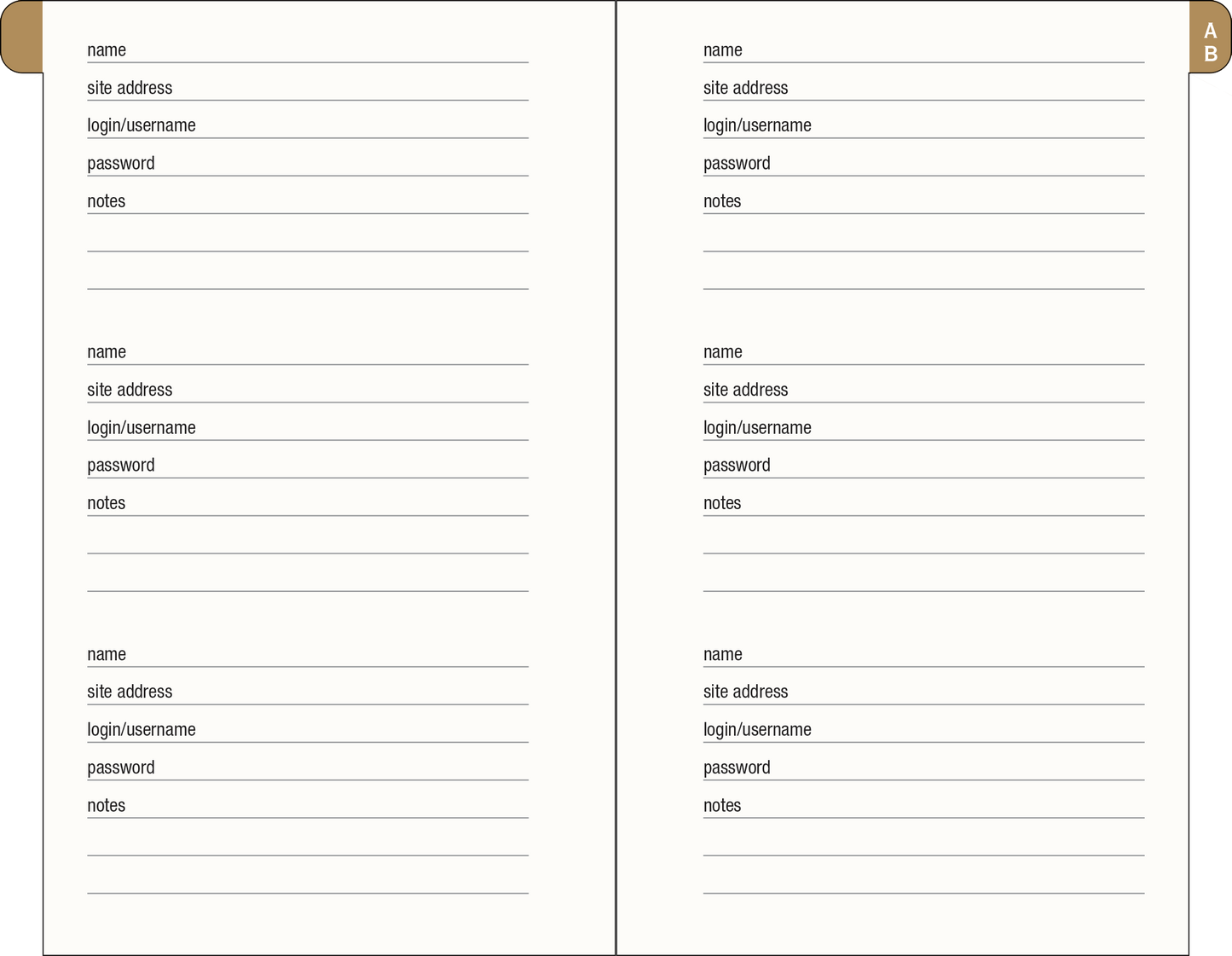 Amalfi Lemons Internet Address & Password Logbook
