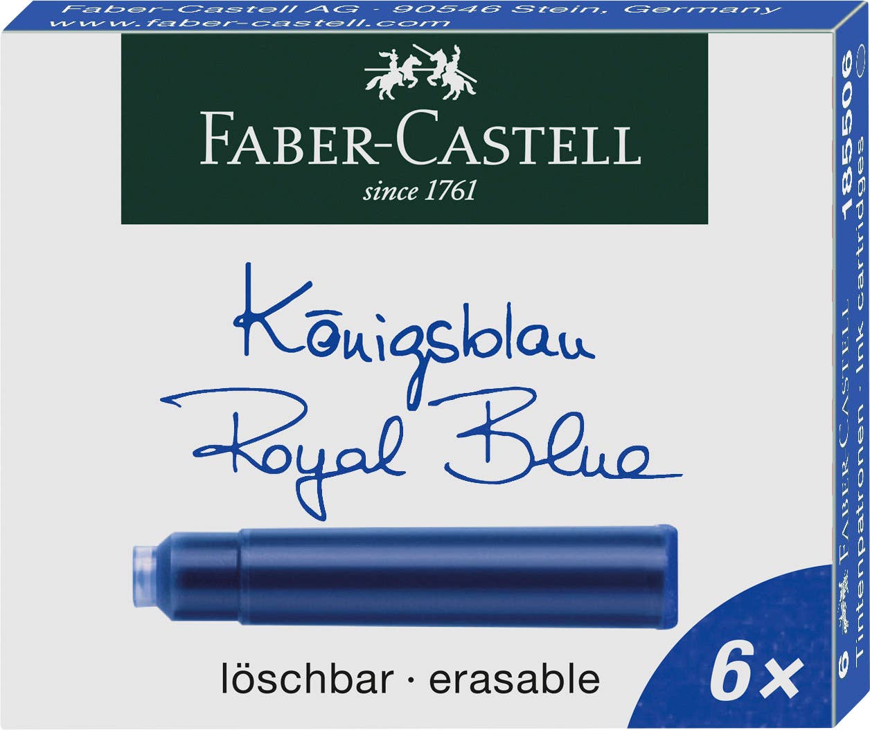 Fountain Pen Ink Cartridges, Box/6 Available in 3 Colors