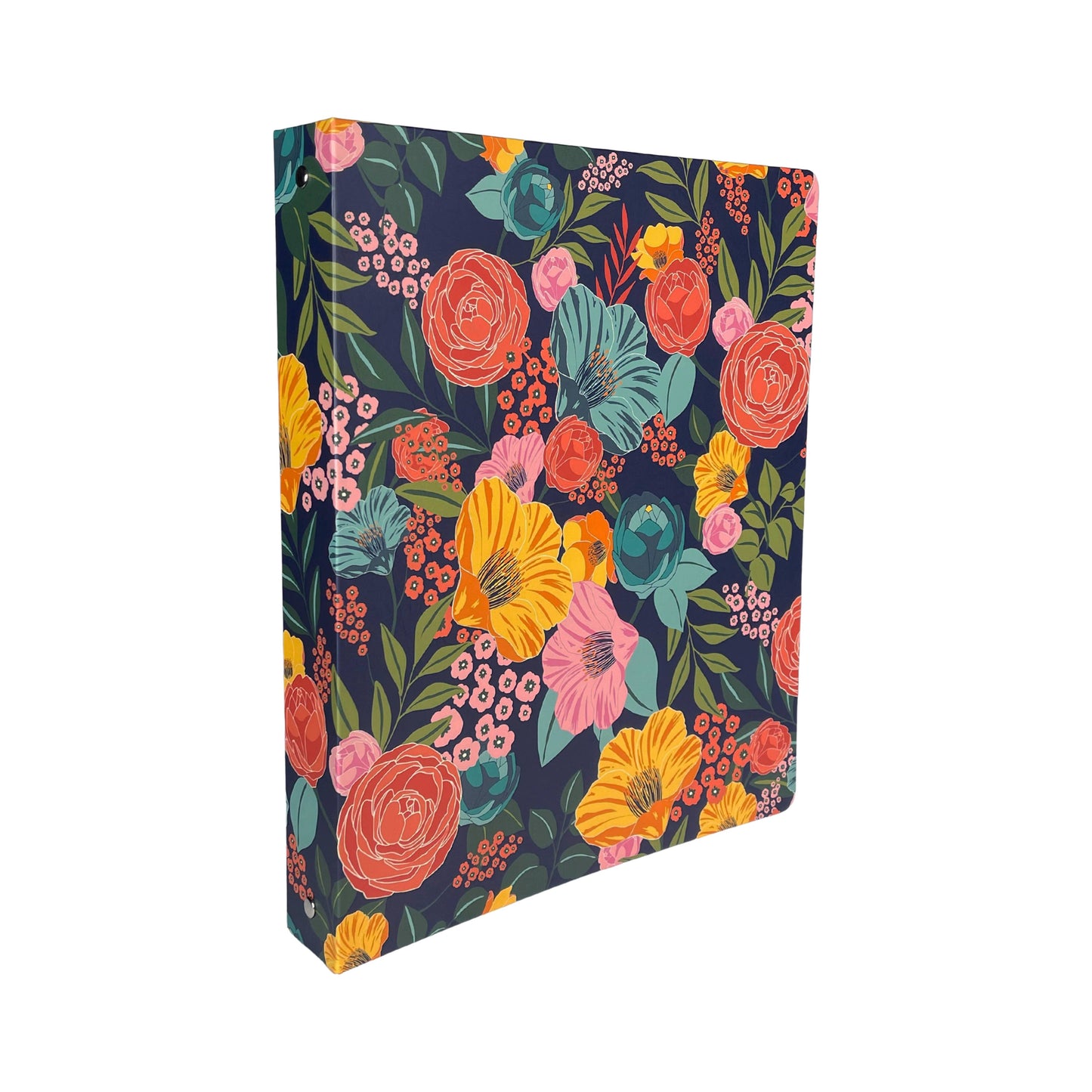 Three Ring Binder, Garden Blooms Navy