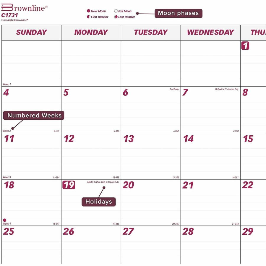 Brownline Professional Monthly Desk/Wall Calendar