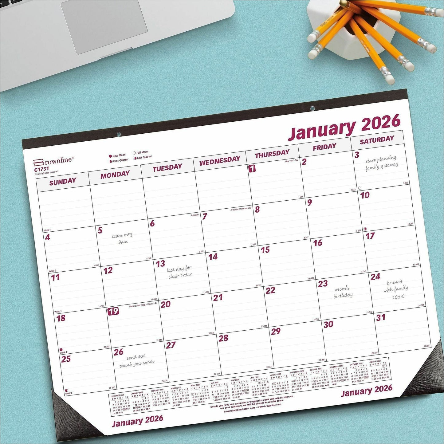 Brownline Professional Monthly Desk/Wall Calendar