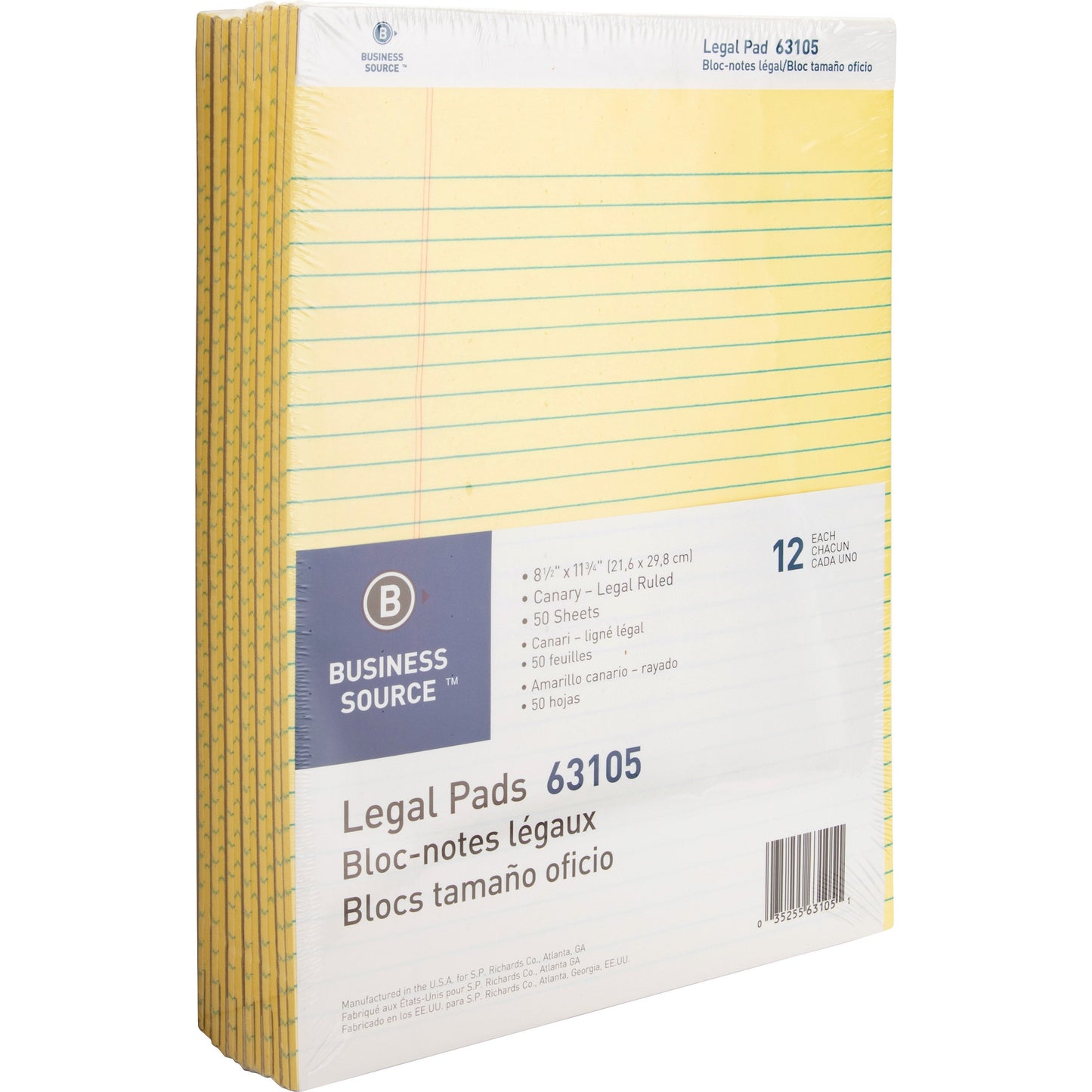 Business Source Micro-Perforated Yellow Legal Ruled Pads
