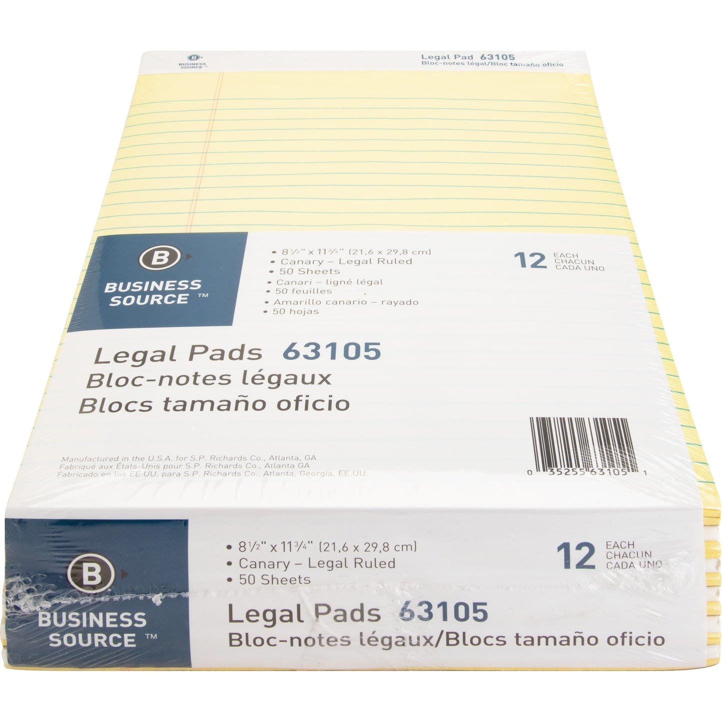 Business Source Micro-Perforated Yellow Legal Ruled Pads