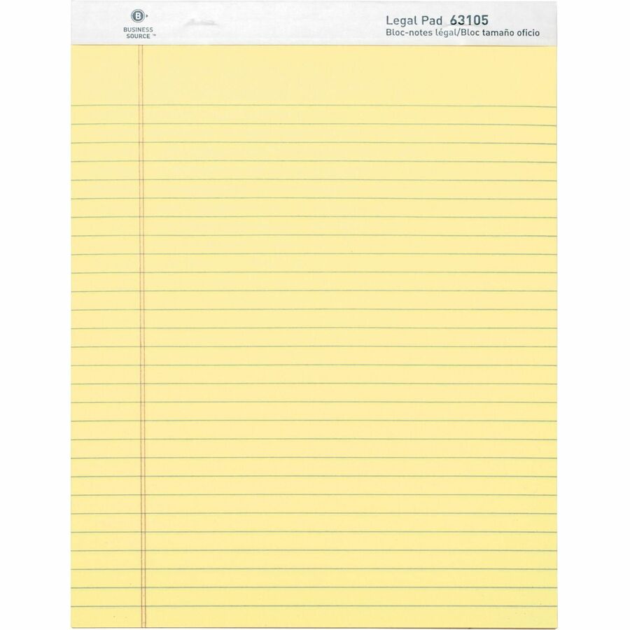 Business Source Micro-Perforated Yellow Legal Ruled Pads