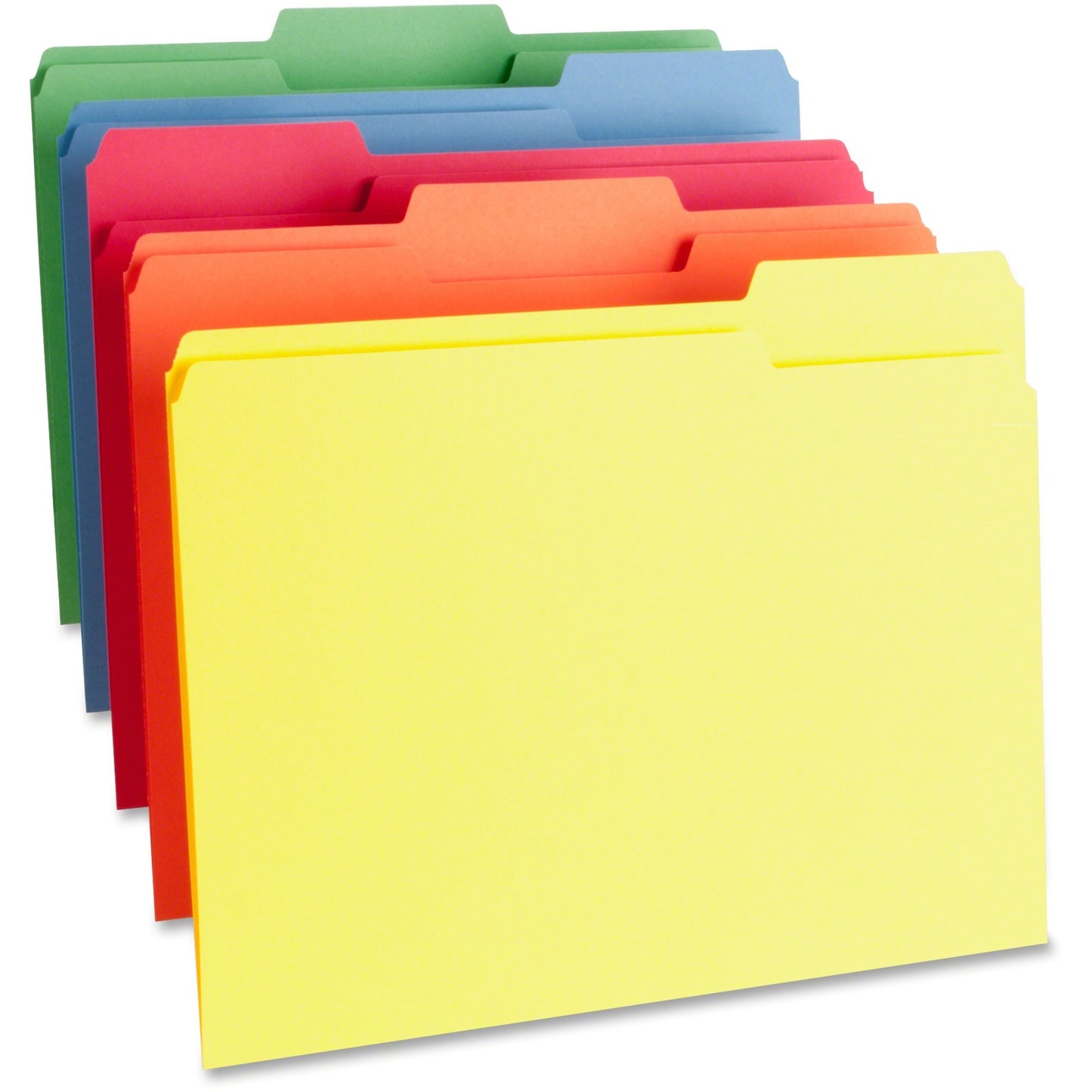 Business Source 1/3 Tab Cut Letter Top Tab Asst. Colors File Folder