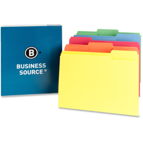 Business Source 1/3 Tab Cut Letter Top Tab Asst. Colors File Folder