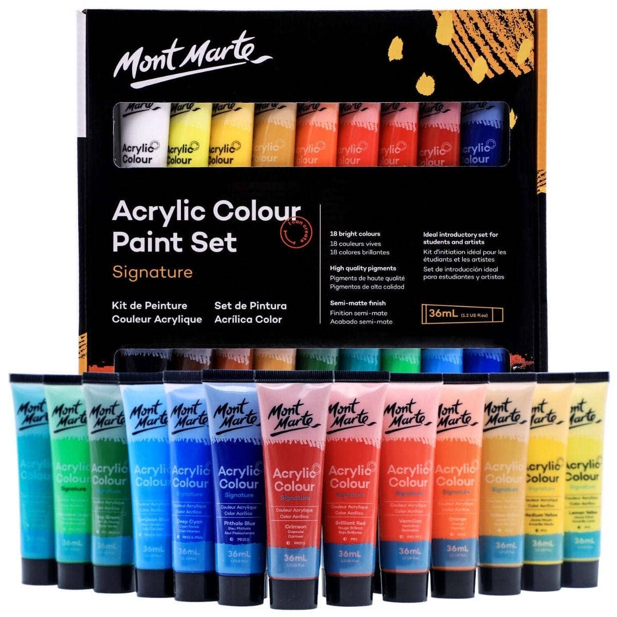 Mont Marte Acrylic Colour Paint Set Signature 18 pc. x 1.2 US fl. oz.
