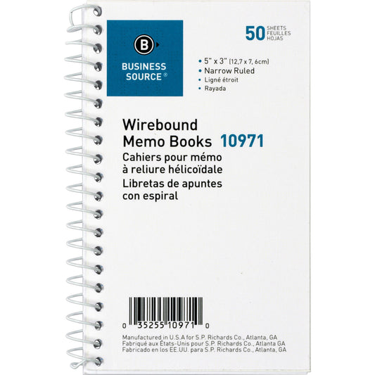 BS 10971 Side Wirebound Ruled Memo Book, 3 x 5