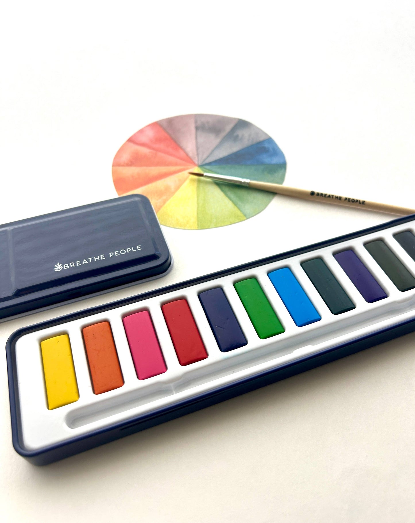 Watercolor Set- 12 Artist Grade Color Tin + Wood Paintbrush