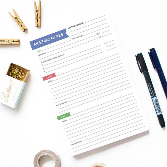 Double Sided Meeting Notes Planning Pad 6x9in