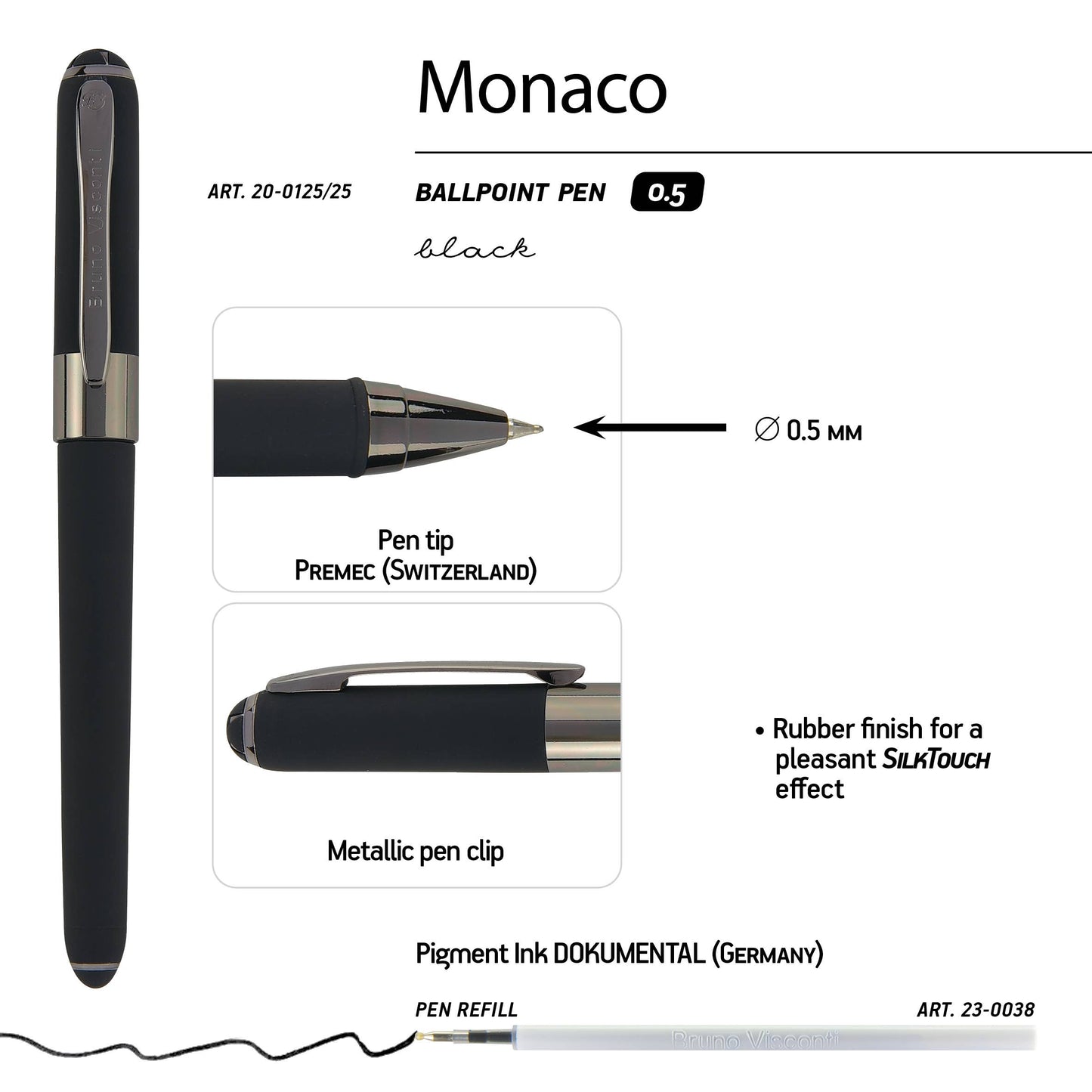 Monaco Black Pen with Gun Metal Accents