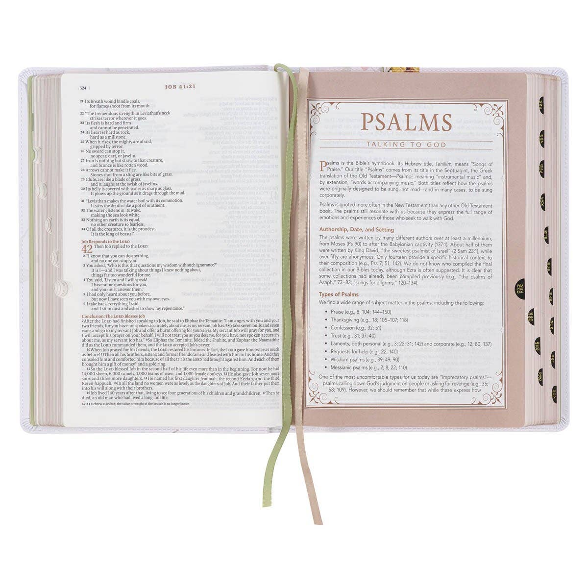 Cream Floral Spiritual Growth Bible, New Living Translation
