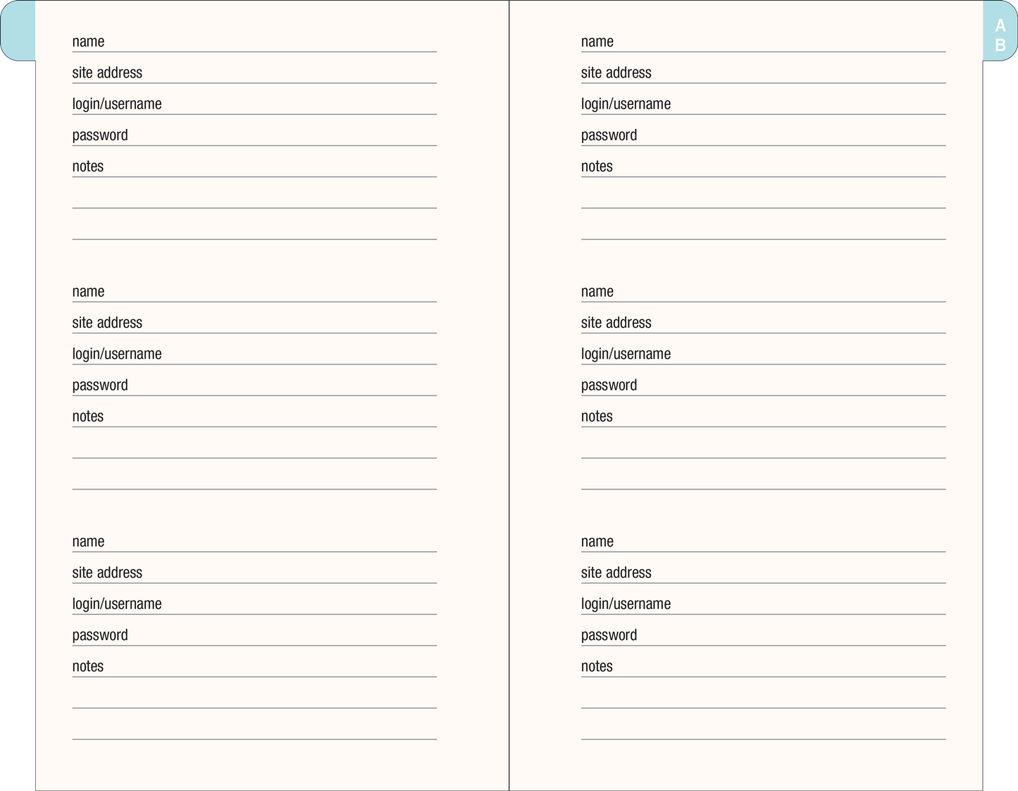 Blooms & Butterflies Internet Address & Password Logbook