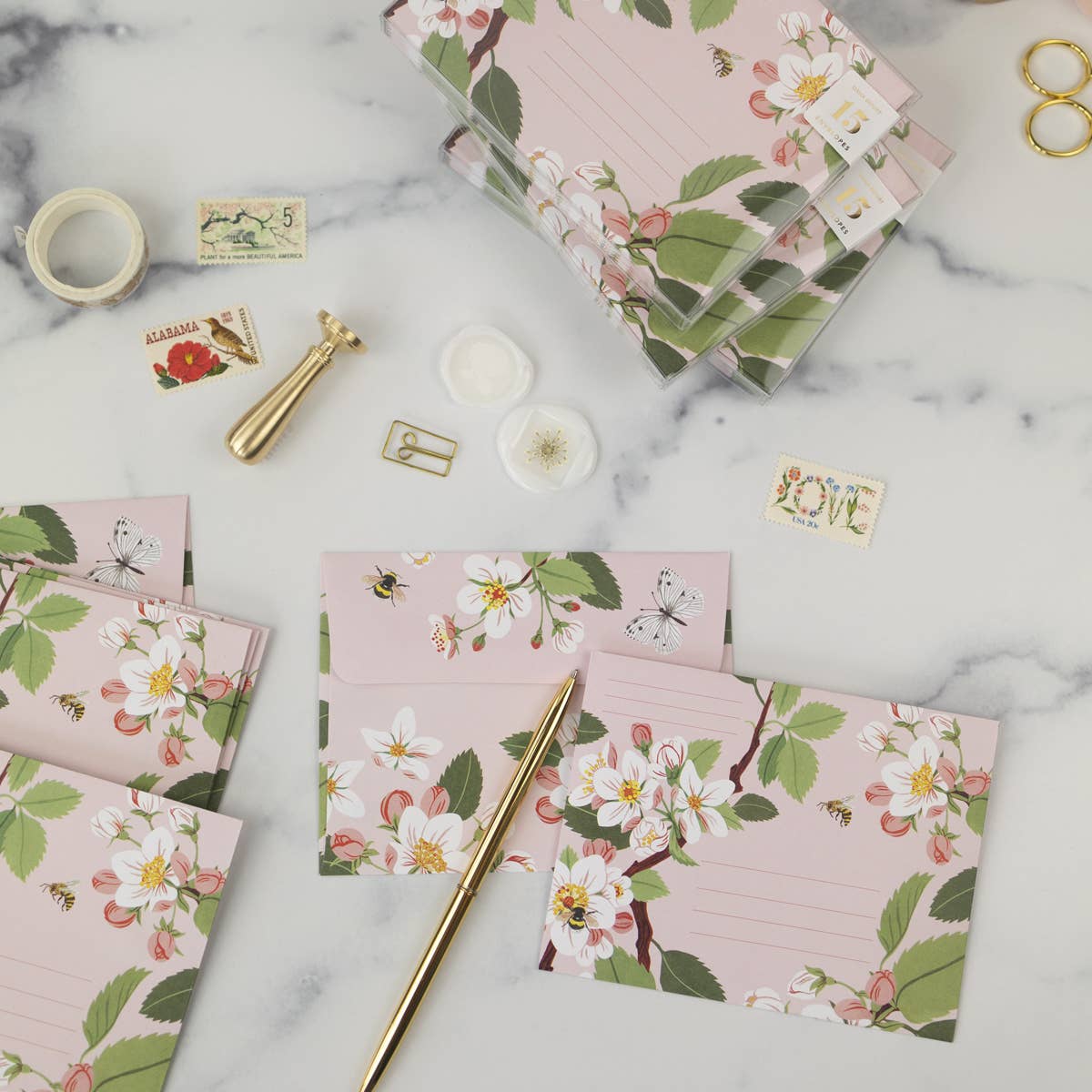APPLE BLOSSOM | Boxed set of 15 envelopes