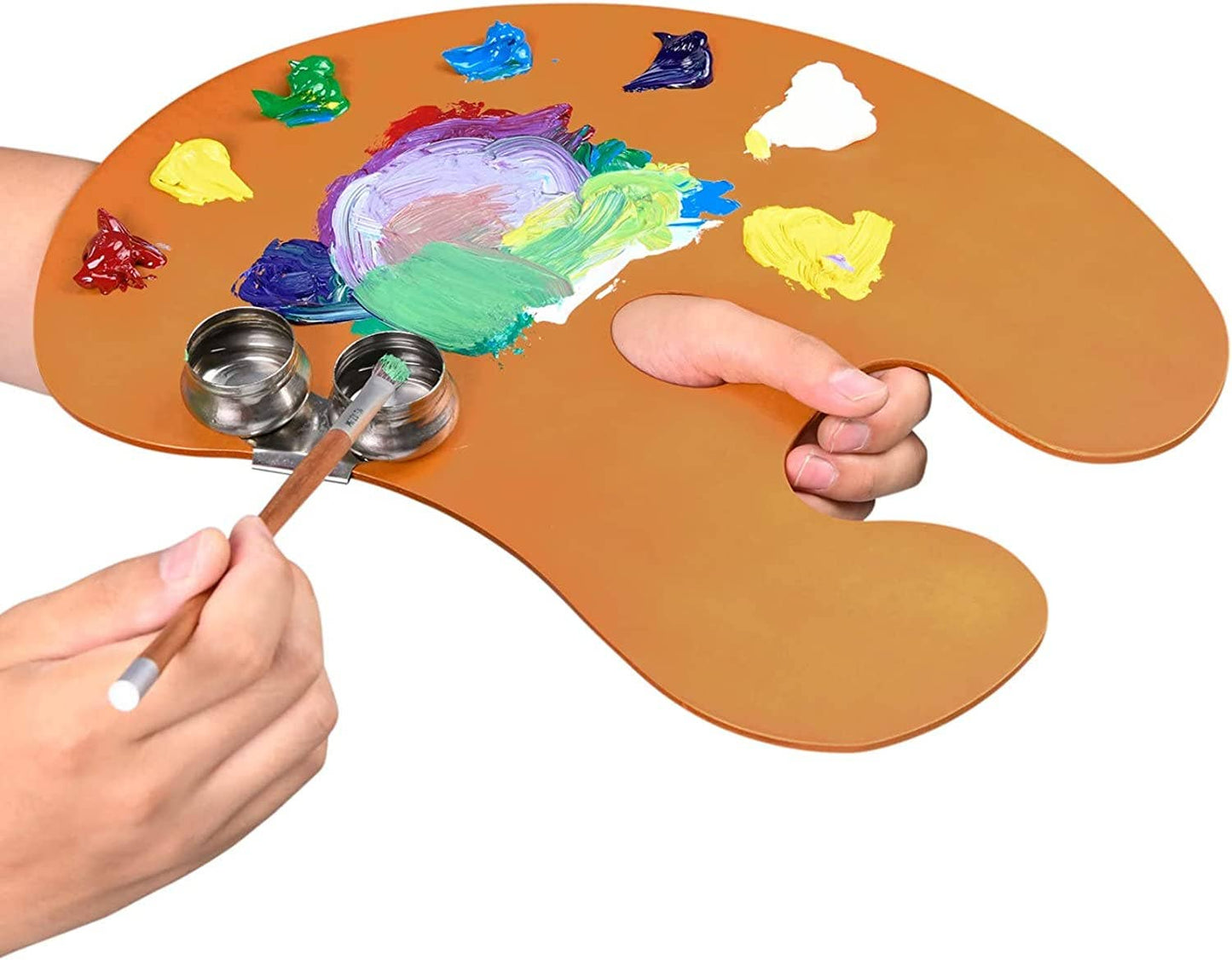 MEEDEN Wood Paint Palette Oil Finished, Acrylic Paint Palette 15.7"x11.8", Oil Paint Palette, Painting Palette, Art Palette, Artist Palette with Ergonomic Large Thumb Hole, Oval Shape
