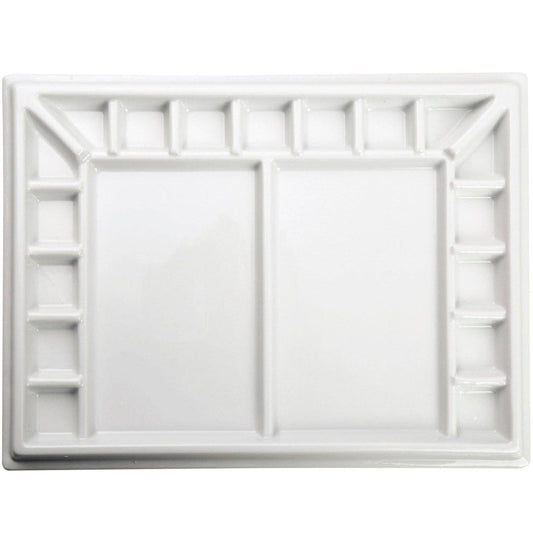 MEEDEN Studio Ceramic Paint Palette, Large Porcelain Watercolor Palette for Artists Painting, Acrylic Gouache Watercolor Mixing Tray, 17-Well 13 by 10 Inch-Without a Lid