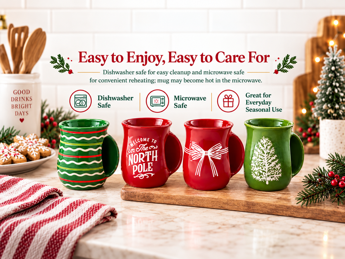 Evergreen Handwarmer Mug Stoneware Green