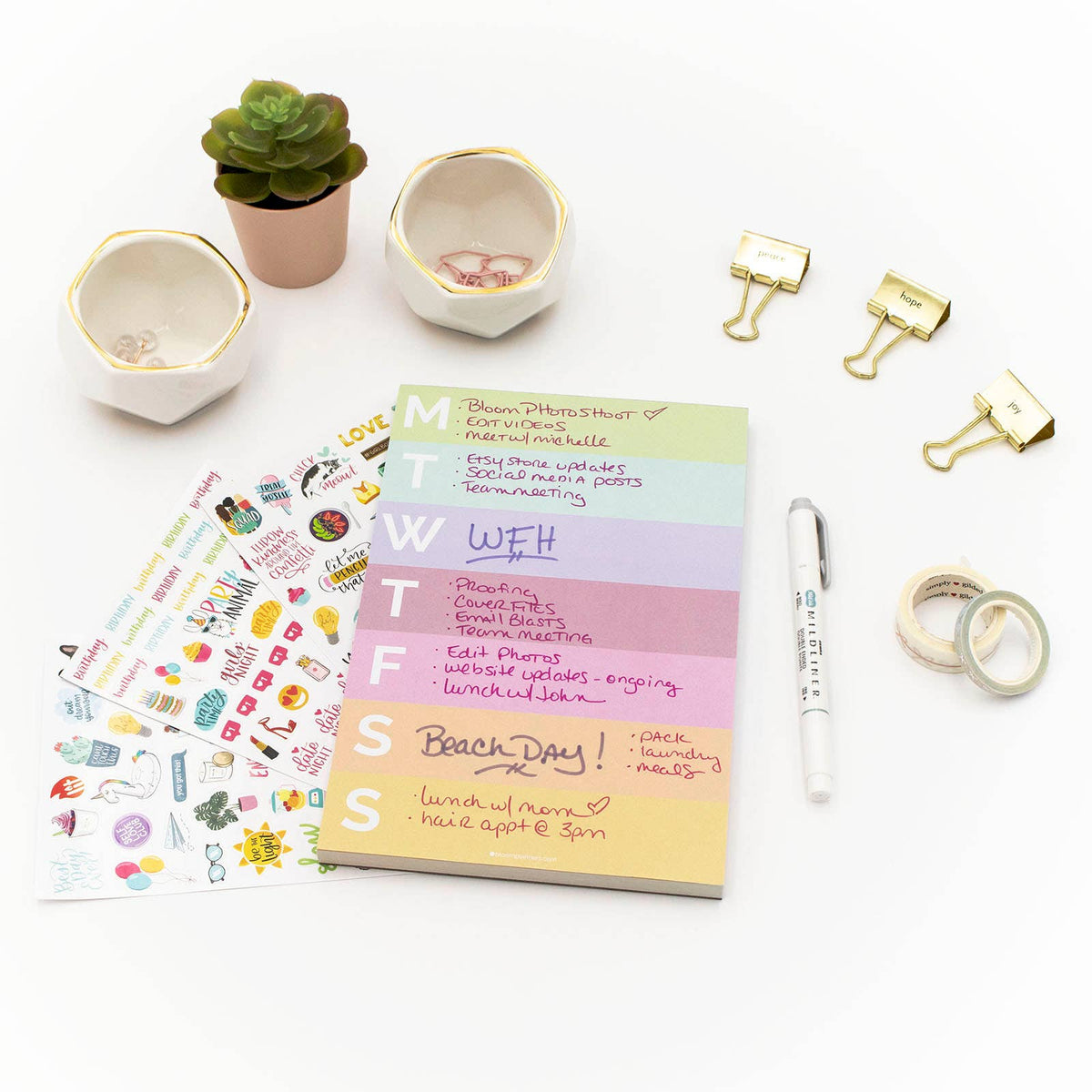Rainbow Color Blocked Weekly Planning Pad 6x9 (TOP SELLING)