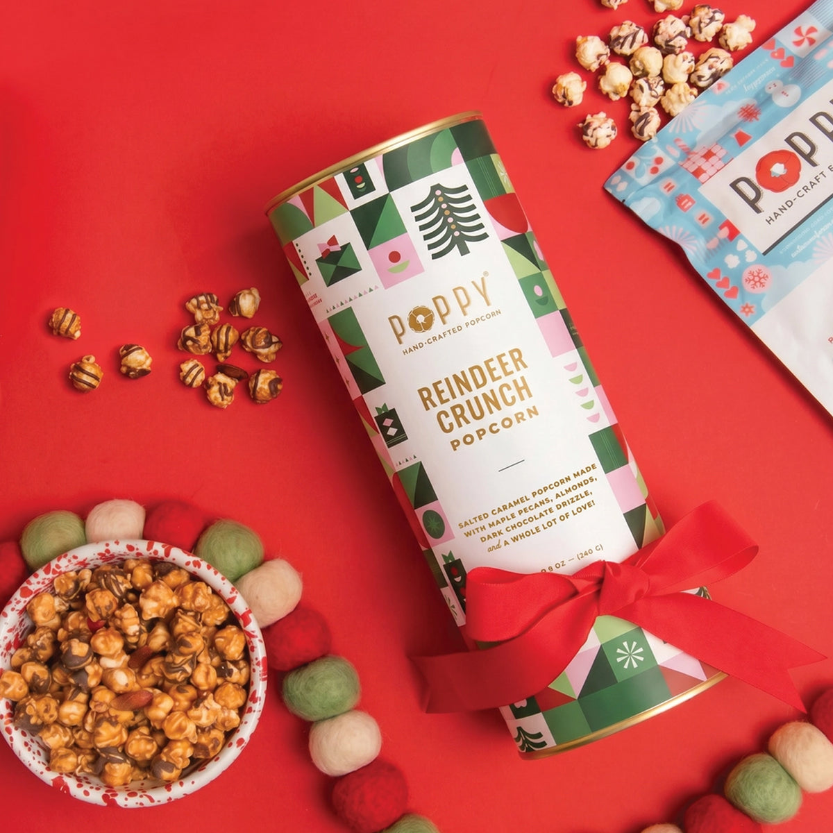 POPPY Reindeer Crunch Popcorn Cylinder