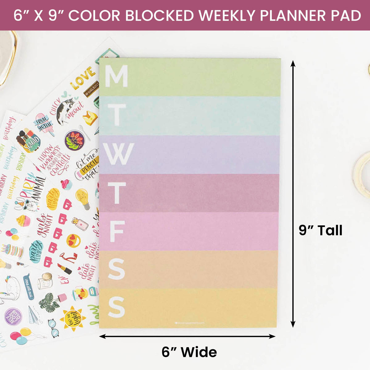 Rainbow Color Blocked Weekly Planning Pad 6x9 (TOP SELLING)