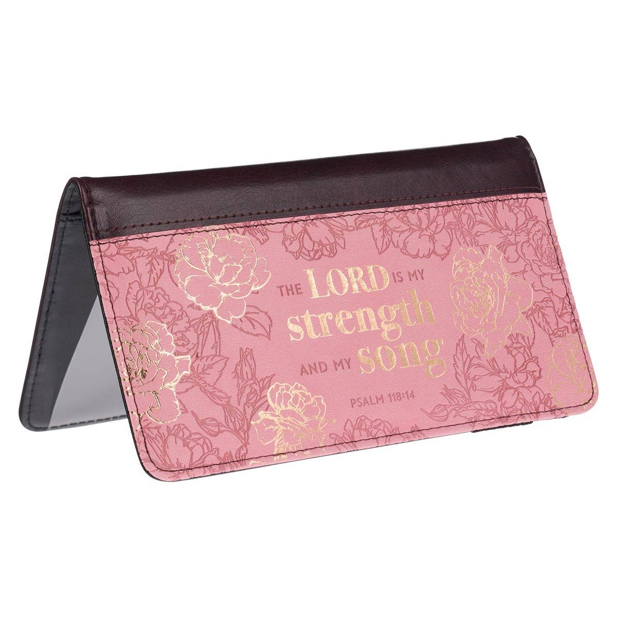 Checkbook Wallet Pink/Brown My Strength & My Song Ps. 118:14